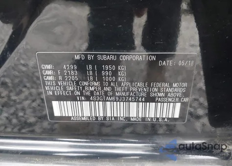 2018 Subaru Impreza 2.0I Sport z USA, uszkodzony, nr VIN 4S3GTAM69J3745744